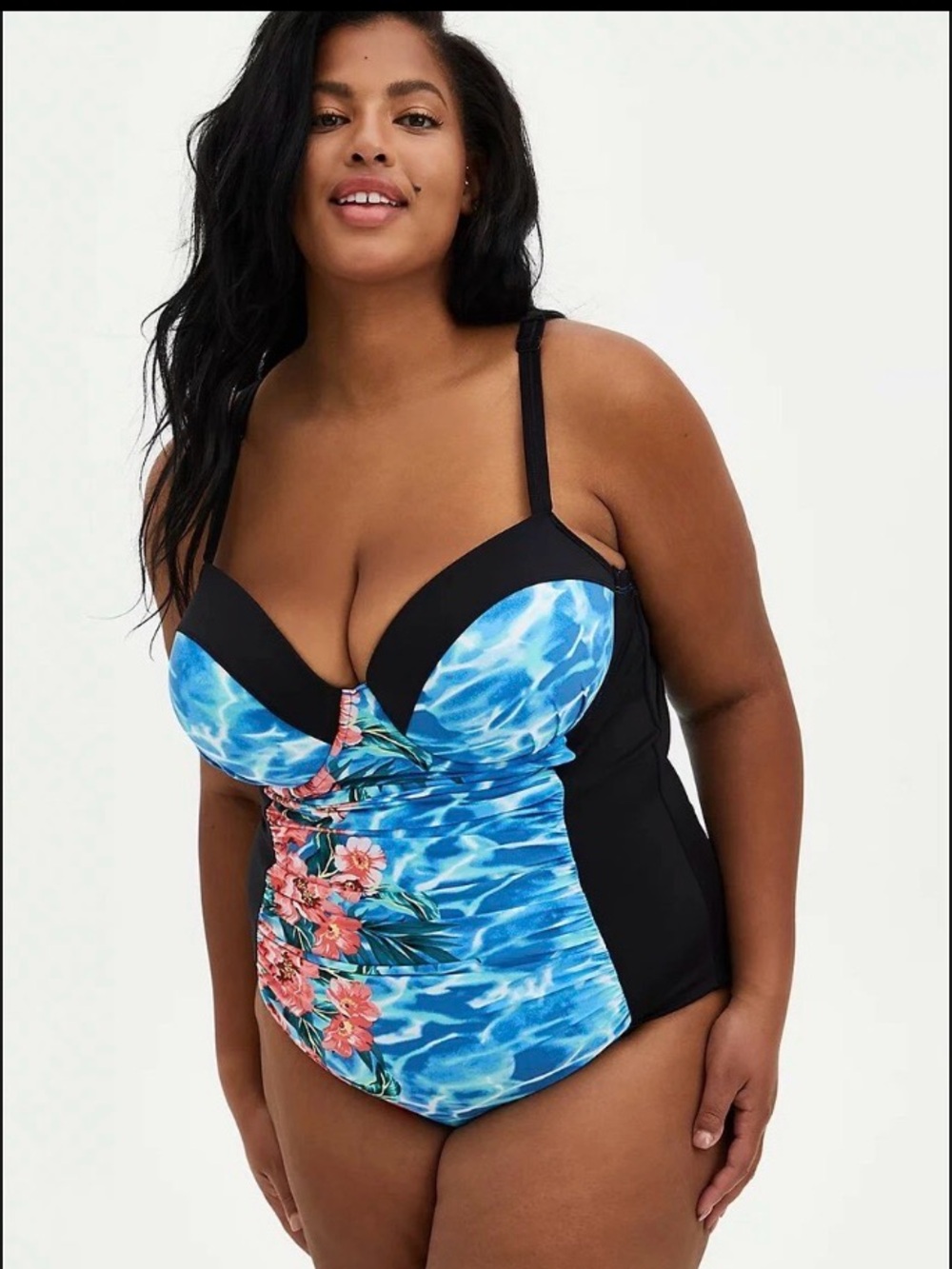 Torrid Adorable floral black  full coverage plus size 0 swimsuit one piece - Picture 2 of 16